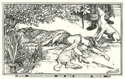 Prinsessan Pulja och det mördade lammet (litho) av Henry Justice Ford