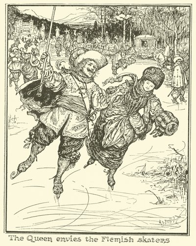 Drottningen avundas de flamländska skridskoåkarna av Henry Justice Ford
