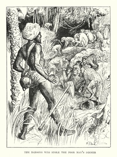 Babianerna som stal den fattige mannens middag (gravyr) av Henry Justice Ford