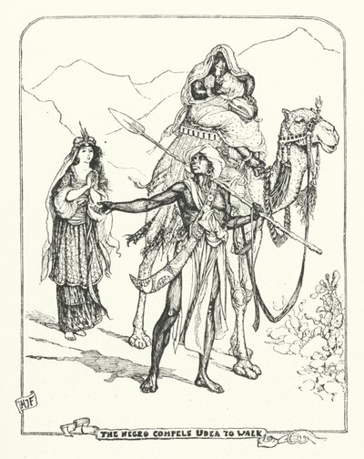 Den svarte mannen tvingar Udea att gå (gravyr) av Henry Justice Ford