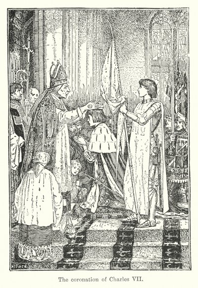 Kröningen av Karl VII (litografi) av Henry Justice Ford