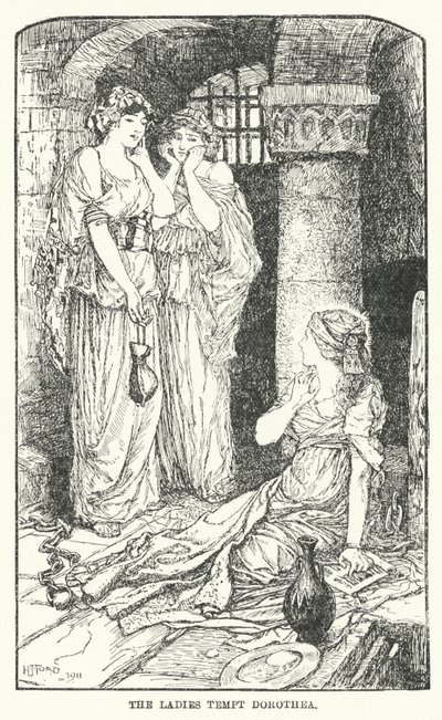 Damerna frestar Dorothea (litho) av Henry Justice Ford