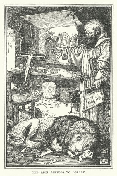 Lejonet vägrar att lämna (litho) av Henry Justice Ford