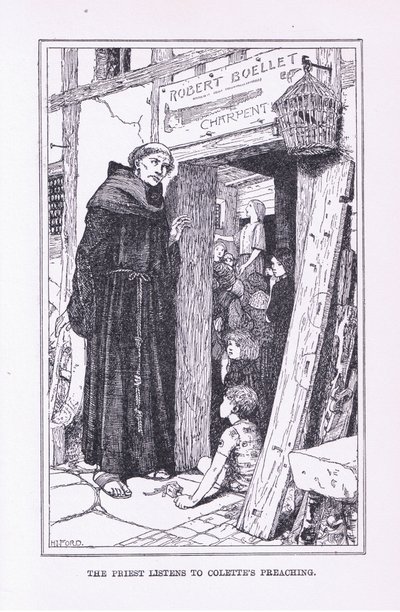 Prästen lyssnar på Colettes predikan, 1912 av Henry Justice Ford