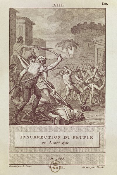 Det amerikanska folkets uppror 1768, graverad av David av Henry Le Jeune