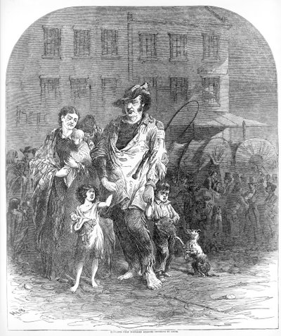 Flyktingar från norra Missouri på väg in i St. Louis, pub. c.1894 av Henry Louis Stephens