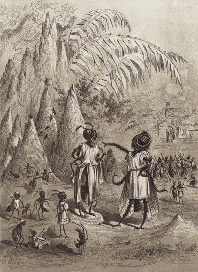 The Fables of Aesop: Myran och flugan (litho) av Henry Louis Stephens