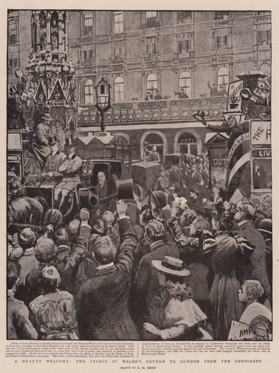 Ett hjärtligt välkomnande, prinsen av Wales återkomst till London från kontinenten av Henry Marriott Paget