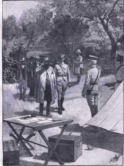 Cronjes kapitulation, illustration från Cassells History of England, 1900-talet av Henry Marriott Paget