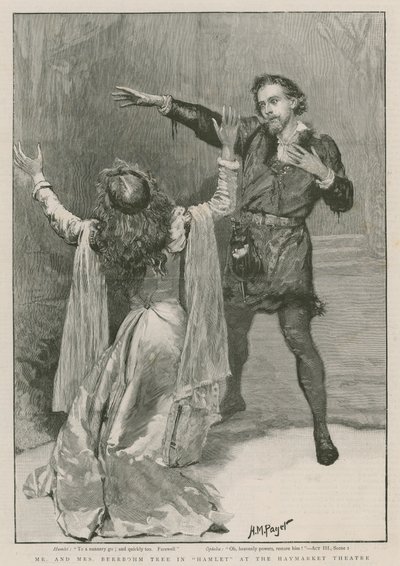 Mr and Mrs Beerbohm Tree i Hamlet på Haymarket Theatre (gravyr) av Henry Marriott Paget