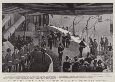 Kungen och drottningen av Italien på Sardinien, ett kungligt besök hos HMS Majestic av Henry Marriott Paget
