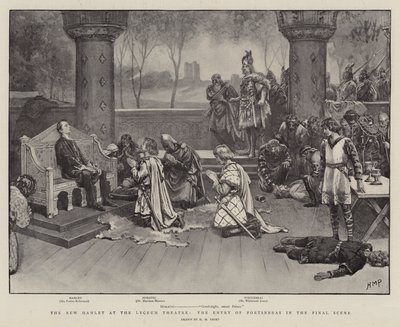 Den nya Hamlet på Lyceum Theatre, Fortinbras intåg i slutscenen av Henry Marriott Paget