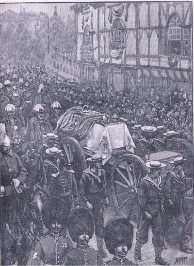 The Queens funeral, the last stage, illustration från Cassells History of England, 1900-talet av Henry Marriott Paget