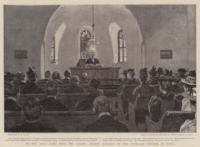Till det heliga landet med kejsaren, söndagsmorgon i tempelriddarkyrkan i Haifa av Henry Marriott Paget