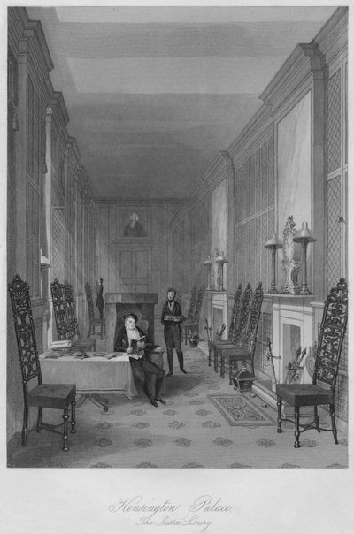 Kensington Palace. Sussex bibliotek, c1841 av Henry Melville