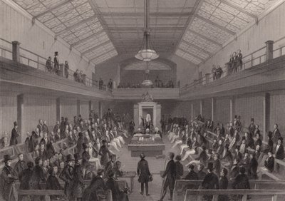 Talmannen tillrättavisar en person i baren i House of Commons, Westminster, London (gravyr) av Henry Melville
