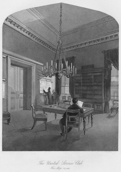 Förenade Serviceklubben. Kartrummet, c1841 av Henry Melville