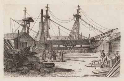En västindiefarare i Cox and Curlins Yard, Limehouse av Henry Moses