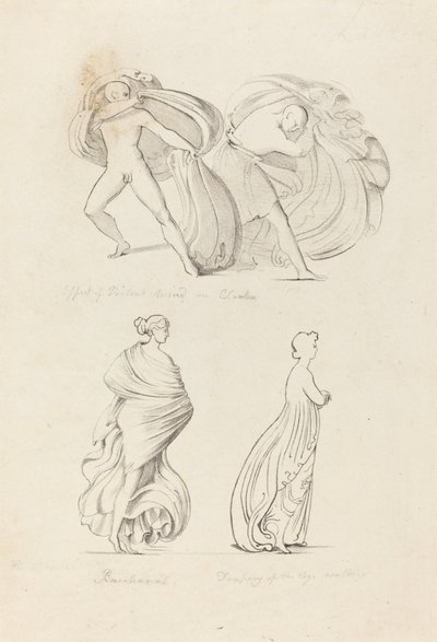 Draperi, tre figurer, en Bacchante och två från naturen av Henry Noel Humphreys after John Flaxman