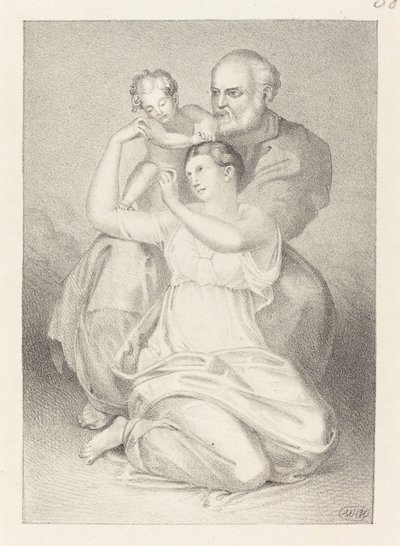Heliga familjen, från Michelangelo av Henry Noel Humphreys after John Flaxman