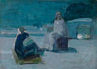 Studie för Kristus och Nikodemus på ett tak, ca. 1923. av Henry Ossawa Tanner