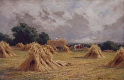 Ett majsfält i Harlow, Essex (olja på duk) av Henry Parker