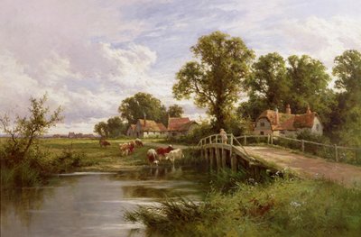 På Themsen nära Marlow (olja på duk) av Henry Parker