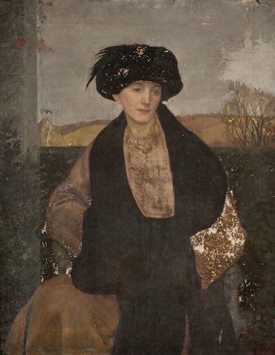 Porträtt av fru Lester från Slad Valley, Stroud, 1914. av Henry Payne