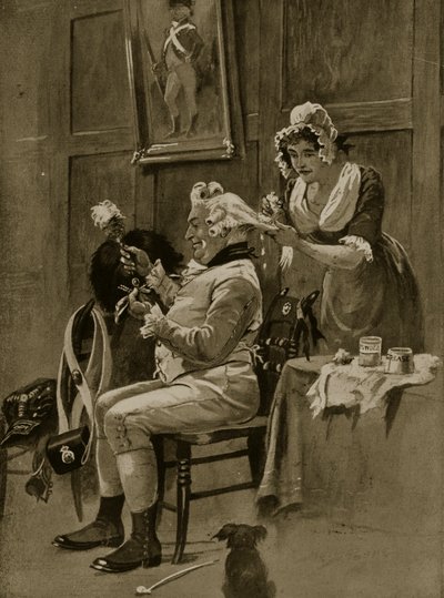 Förberedelse för parad, 1799, illustration från "Hutchinson