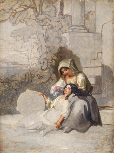 Italienska bönder (olja på duk) av Henry Penry Williams