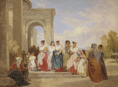Processionen till dopet (olja på millboard) av Henry Penry Williams