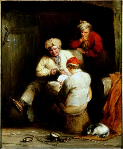 Smugglers spelkort (olja på duk) av Henry Perlee Parker
