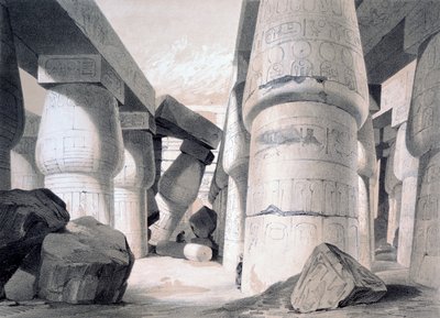 Interiör av den stora salen i Karnac, Egypten, 1845 av Henry Pilleau