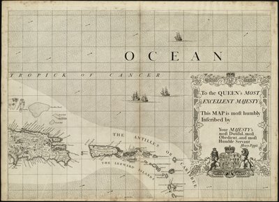 En karta över det brittiska imperiet i Amerika med de franska och spanska bosättningarna i anslutning därtill av Henry Popple