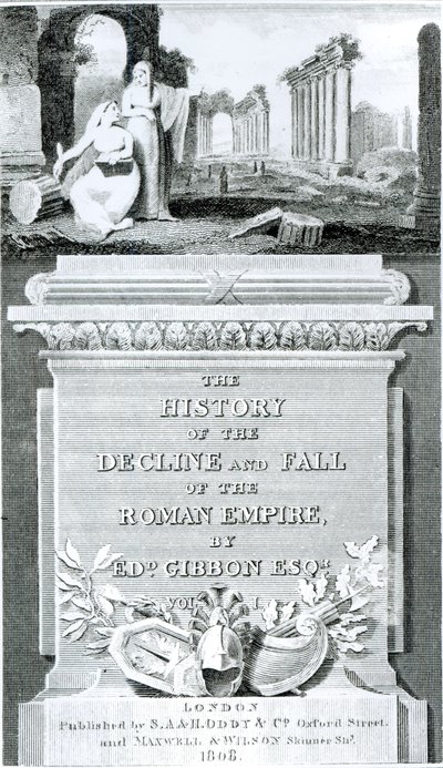 Titelsida för "The History of the Decline and Fall of the Roman Empire", av Edward Gibbon, Vol 1, 1808 av Henry R. Cook