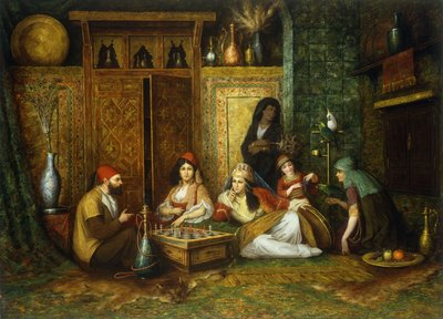 The Chess Game (olja på duk) av Henry Raschen