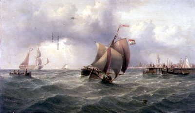 En holländsk rosa vid en brygga av Henry Redmore