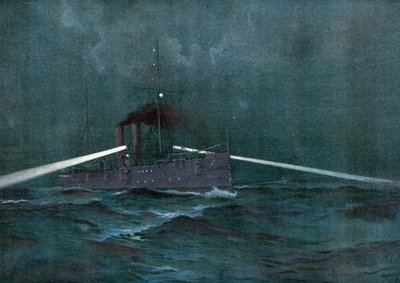 Upprätthållandet av neutralitetslagarna med Spanien, kryssaren Montgomery och pistolbåten Annapolis patrullerar kubanska vatten på jakt efter en filibustering Schooner av Henry Reuterdahl