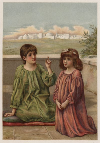Listening Angels (färg litho) av Henry Ryland
