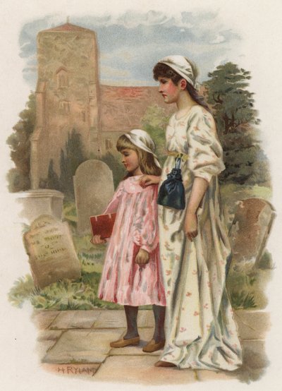 Sabbatsklockor (färg litho) av Henry Ryland