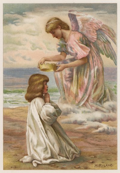 Kronan väntar (färg litho) av Henry Ryland