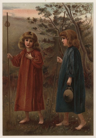 The Golden Shore (färg litho) av Henry Ryland