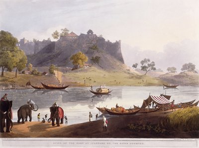 Ruinerna av hamnen i Juanpore vid floden Goomtee, 1824 av Henry Salt