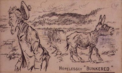 Hopelessly Bunkered, illustration från "Graphic" magazine, pub. c.1870 (lito) av Henry Sandercock