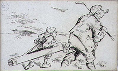 The Bumbling Golfer, illustration från "Graphics" tidning, pub. c.1870 (lito) av Henry Sandercock
