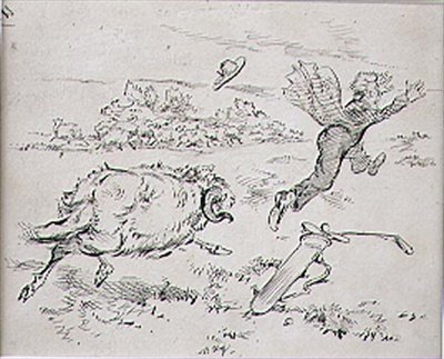 The Disturbed Golfer, illustration från "Graphic" tidning, pub. c.1870 (lito) av Henry Sandercock