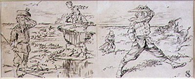 Den otåliga golfaren, illustration från "Graphic" tidning, pub. c.1870 (lito) av Henry Sandercock