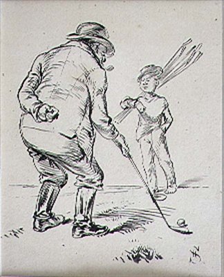 The Last Putt, illustration från "Graphic" tidningen, pub. c.1870 (lito) av Henry Sandercock
