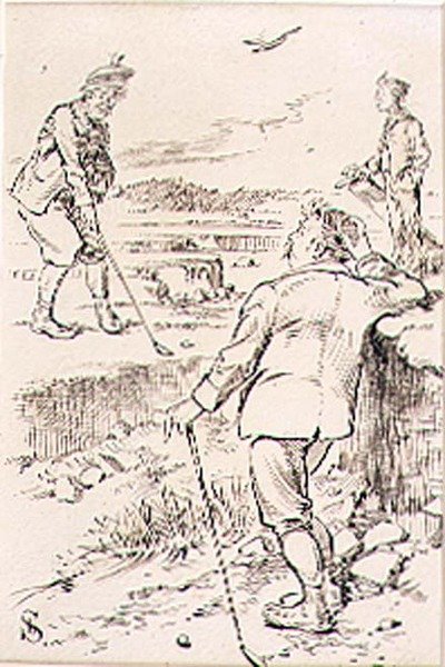 Den vinnande golfaren, illustration från tidningen Graphic, utgiven omkring 1870 (litografi). av Henry Sandercock