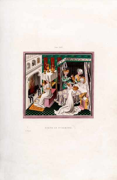 Födelse av St Edmund, 1433, 1843. av Henry Shaw